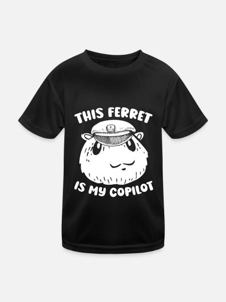 Frettchen Iltis - Kinder Funktions-T-Shirt - Schwarz - Vorne