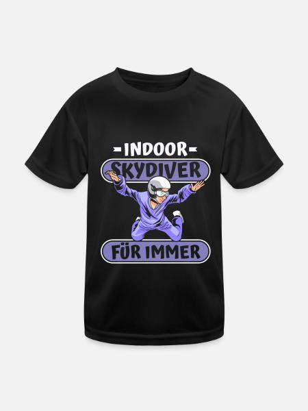Indoor Skydiving Lustig - Kinder Funktions-T-Shirt - Schwarz - Vorne