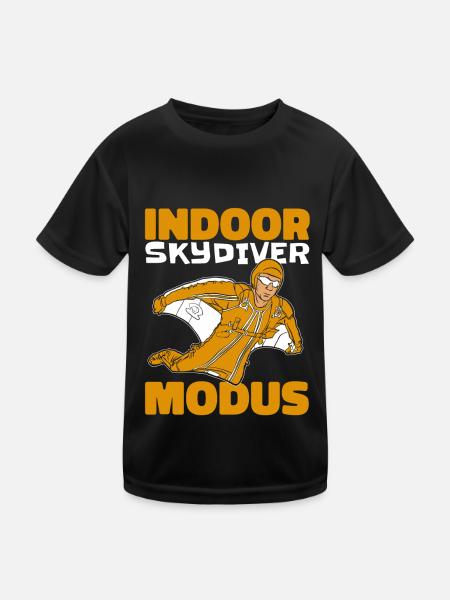 Indoor Skydiving Indoor Fallschirmspringen - Kids Functional T-Shirt - black - Front