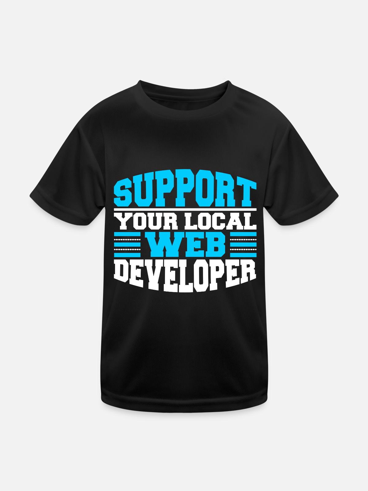 Web Entwickler Webdeveloper Unterstützung - Kinder Funktions-T-Shirt - Schwarz - Vorne