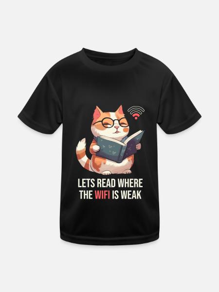 Book, Bookworm, Bookworm, Cat, Book Fairy - Kids Functional T-Shirt - black - Front