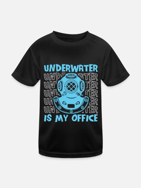 Diving Diver Funny Commercial Diving - Kids Functional T-Shirt - black - Front