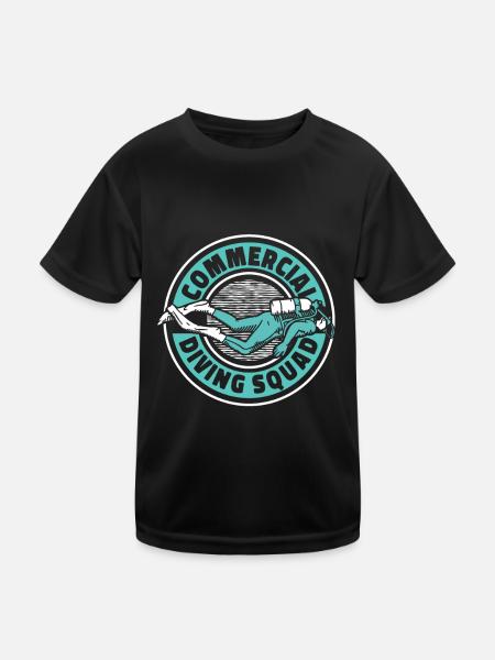 Tauchen Taucher Kommerzielles Tauchen - Kinder Funktions-T-Shirt - Schwarz - Vorne