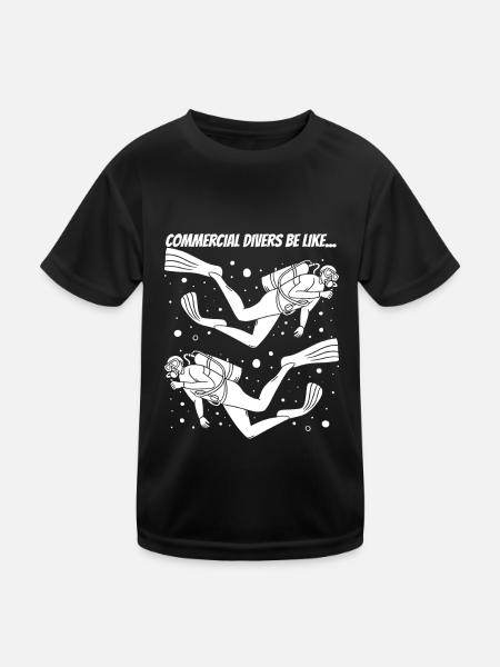 Diving Diver Funny Commercial Diving - Kids Functional T-Shirt - black - Front