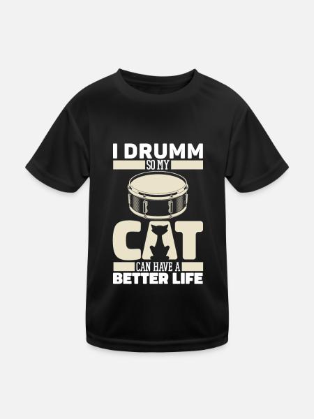 Batterie Batteur Batteur Cat - T-shirt sport Enfant - noir - Devant