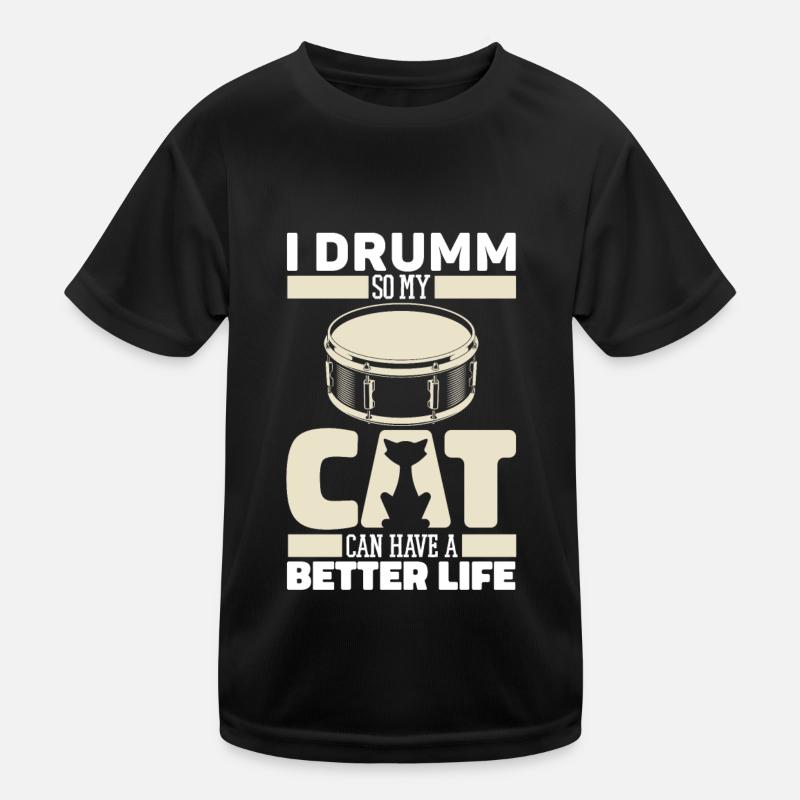 Batterie Batteur Batteur Cat T-shirt sport Enfant