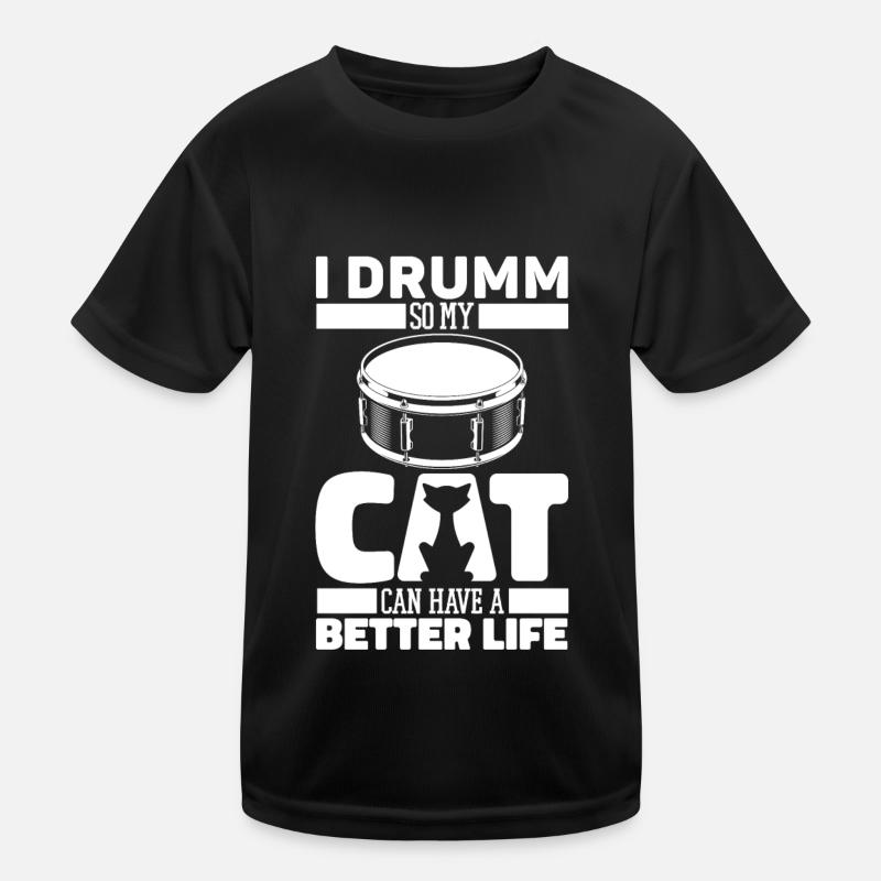 Batterie Batteur Batteur Cat T-shirt sport Enfant