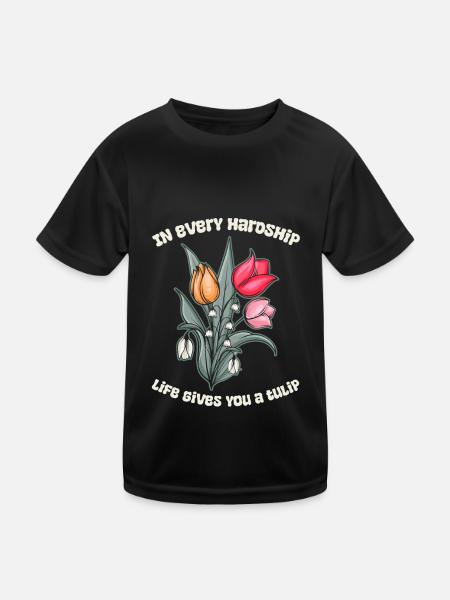 Tulips Cute - Kids Functional T-Shirt - black - Front