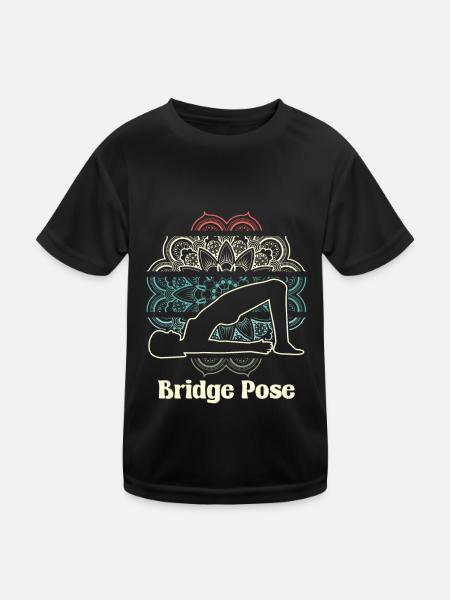 Yoga Brücke - Kinder Funktions-T-Shirt - Schwarz - Vorne