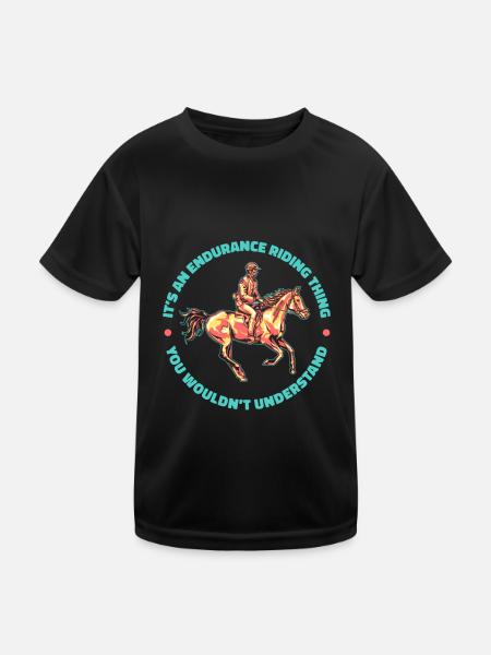 Équitation équestre cool Endurance - T-shirt sport Enfant - noir - Devant