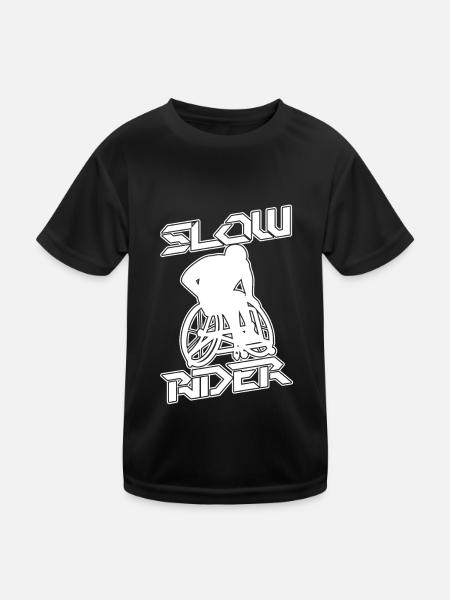 Rollstuhl Rollstuhlfahrer Low Rider - Kinder Funktions-T-Shirt - Schwarz - Vorne