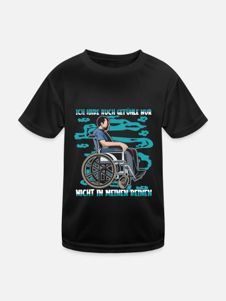 Rollstuhl Rollstuhlfahrer - Kinder Funktions-T-Shirt - Schwarz - Vorne