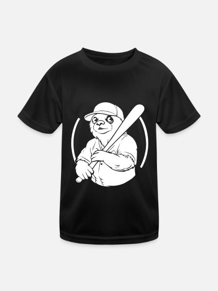 Faultier - Kinder Funktions-T-Shirt - Schwarz - Vorne