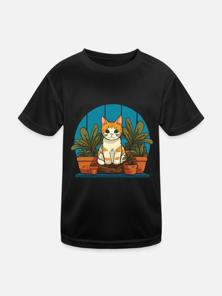 Jardinier amateur plantes de jardin chat de jardin - T-shirt sport Enfant - noir - Devant