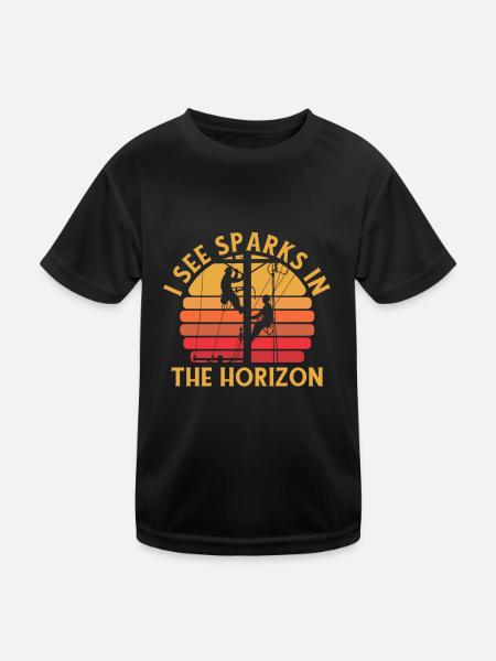 Électricien, Technicien en électronique, Électricien construction - T-shirt sport Enfant - noir - Devant