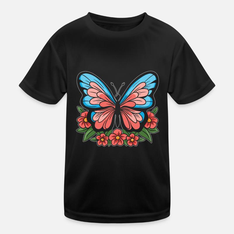 Butterfly Flowers Kids Functional T-Shirt
