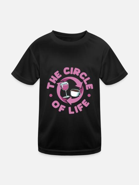 Kaffee Cafe Kaffeewein The Circle Of Life - Kinder Funktions-T-Shirt - Schwarz - Vorne