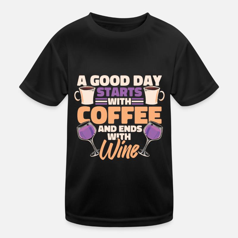 Coffee Cafe Lustig Coffee Wine Kids Functional T-Shirt