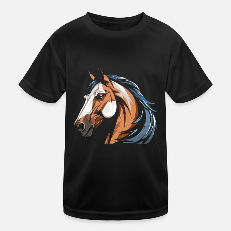 Horse Equestrian Head Kids Functional T-Shirt