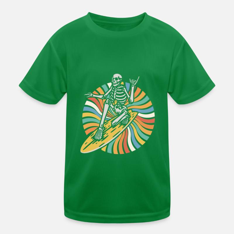 Surfer Surfen Skelett Retro Surfer Vintage Surf Kinder Funktions-T-Shirt