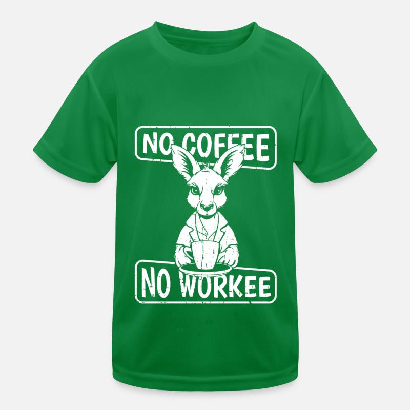 Kaffee Cafe Känguru No Coffee No Workee Kinder Funktions-T-Shirt