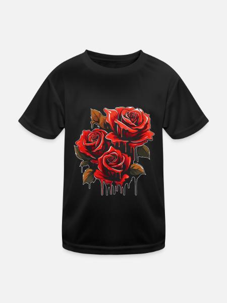 Red Rose Goth Cool - Kids Functional T-Shirt - black - Front