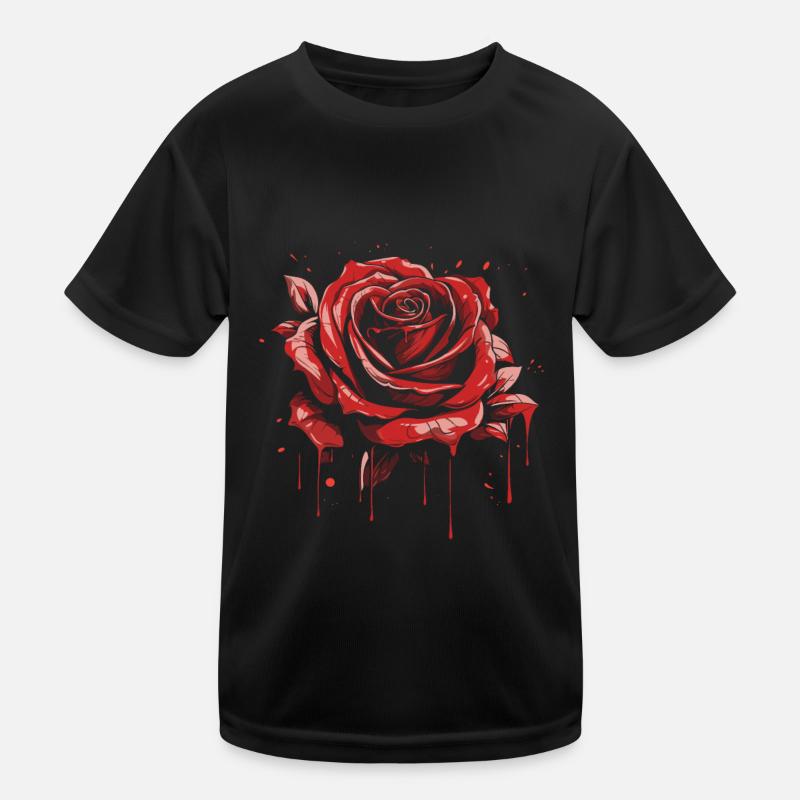 Rose Rouge Goth Cool T-shirt sport Enfant
