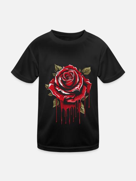 Rose Rouge Goth Cool - T-shirt sport Enfant - noir - Devant