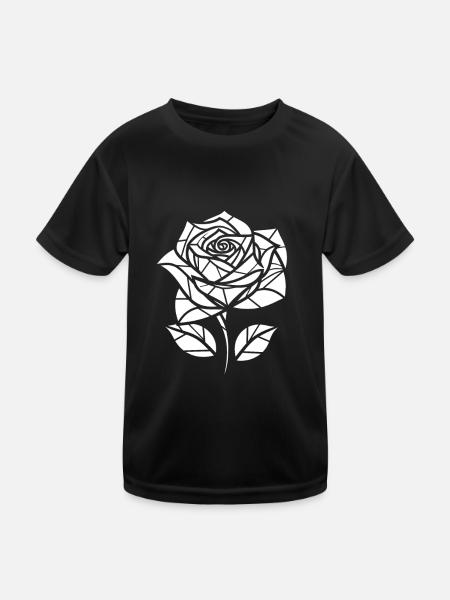 Rote Rose Goth Cool - Kinder Funktions-T-Shirt - Schwarz - Vorne