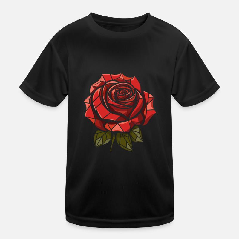 Rote Rose Goth Kinder Funktions-T-Shirt