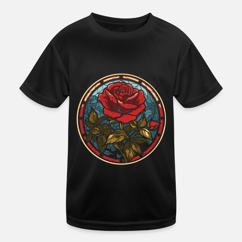 Rote Rose Goth Kinder Funktions-T-Shirt