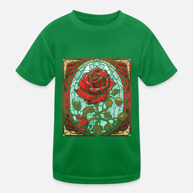 Rote Rose Goth Kinder Funktions-T-Shirt
