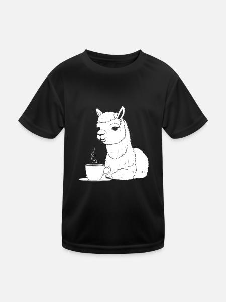 Alpaka Kaffee - Kinder Funktions-T-Shirt - Schwarz - Vorne