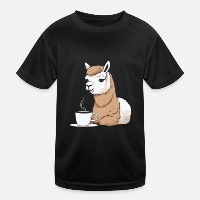 Alpaka Kaffee - Kinder Funktions-T-Shirt - Schwarz