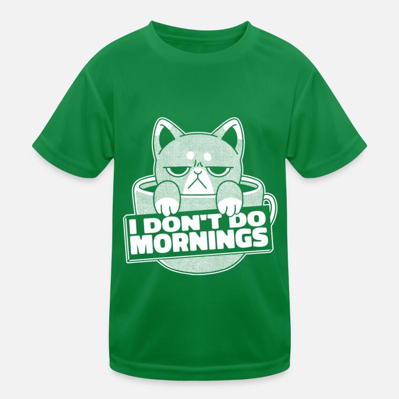 Kaffee Cafe Katze I Dont Do Mornings Kinder Funktions-T-Shirt