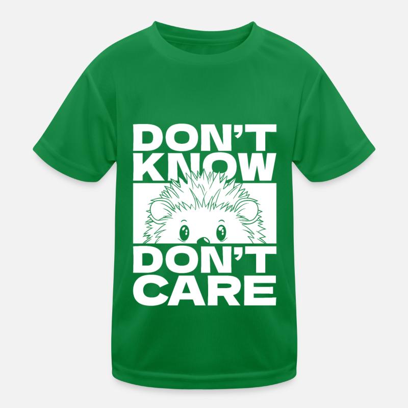 Hedgehog Funny Dont Know Don't Care Kids Functional T-Shirt