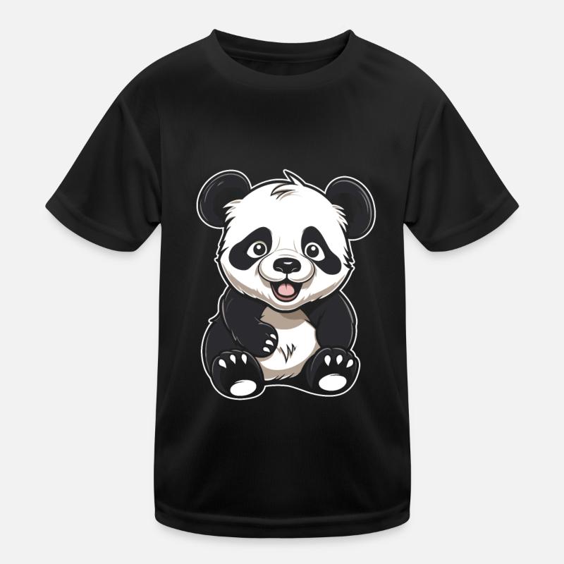 Big Panda Panda Bear Smiling Kids Functional T-Shirt