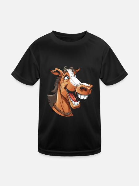 Cheval Équestre Drôle - T-shirt sport Enfant - noir - Devant