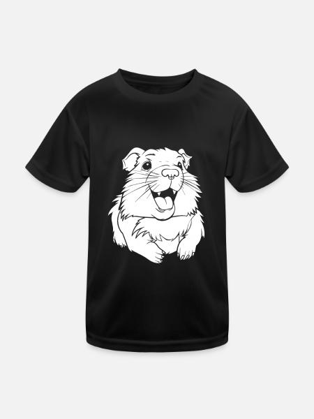 Meerschwein Meerschweinchen Lächelnd - Kinder Funktions-T-Shirt - Schwarz - Vorne