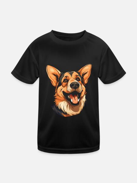 Berger Allemand Souriant - T-shirt sport Enfant - noir - Devant