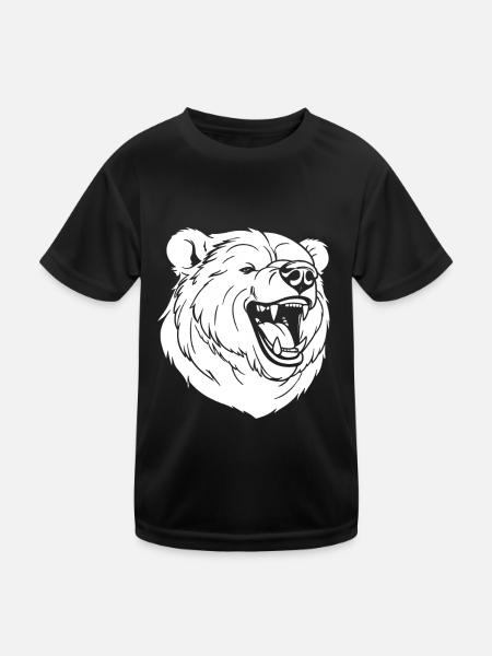 Bear Brown Bear Smiling - Kids Functional T-Shirt - black - Front