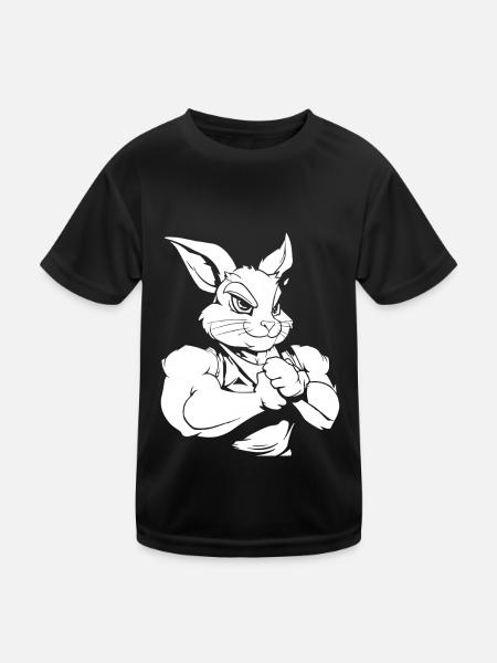 Fitness Rabbit - Kids Functional T-Shirt - black - Front