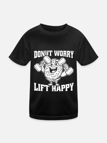 Donut Fitness Lustig Donut Gym - Kinder Funktions-T-Shirt - Schwarz - Vorne