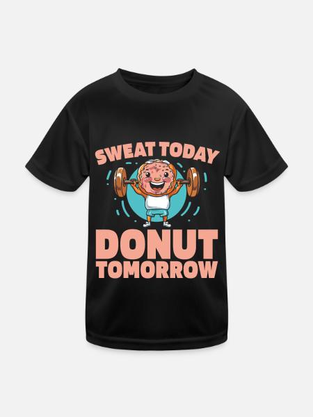 Donut Fitness Lustig Donut Gym - Kinder Funktions-T-Shirt - Schwarz - Vorne