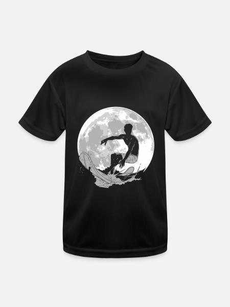 Surfer Surfen Mond - Kinder Funktions-T-Shirt - Schwarz - Vorne