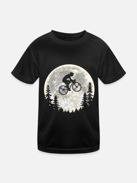 Mountain Bike Mountain Biker Mtb Moon - Kids Functional T-Shirt - black - Front