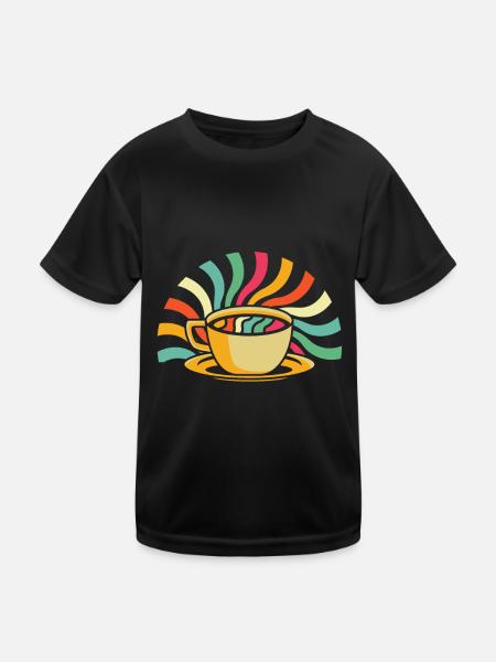 Kaffee Cafe - Kinder Funktions-T-Shirt - Schwarz - Vorne