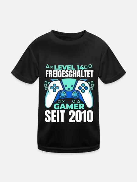 Gaming 14. Geburtstag 5 Jahre Gamer - Kinder Funktions-T-Shirt - Schwarz - Vorne