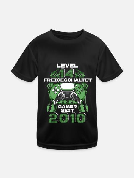 Gaming 14. Geburtstag 5 Jahre Gamer - Kinder Funktions-T-Shirt - Schwarz - Vorne