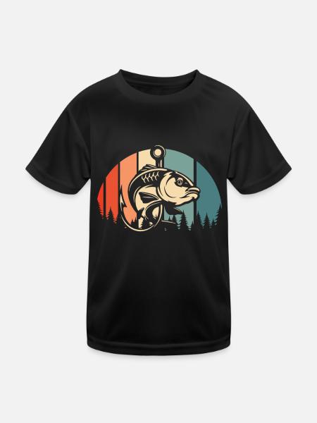 Pêche à la ligne - T-shirt sport Enfant - noir - Devant